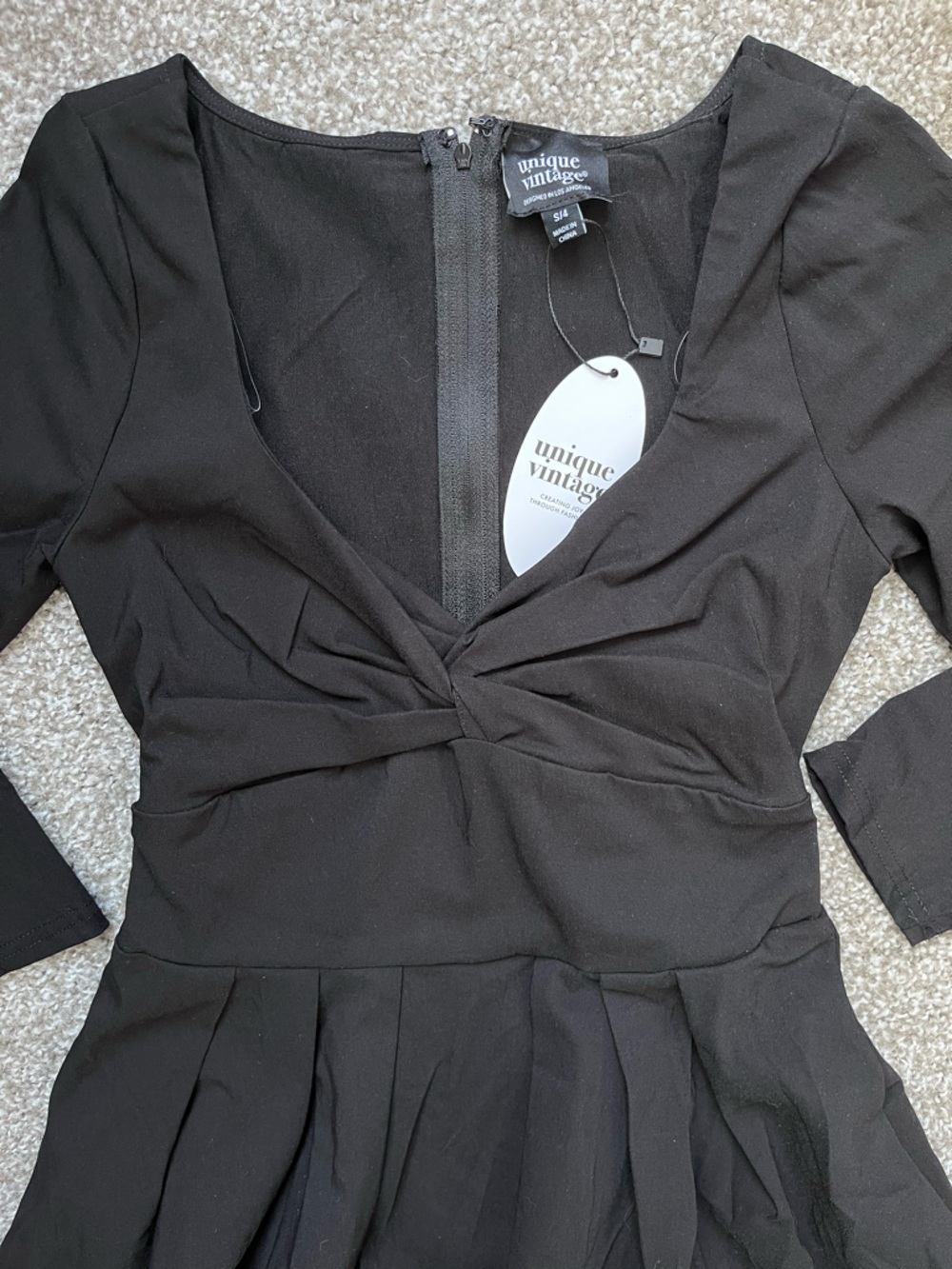 Unique Vintage black swing dress NWT
